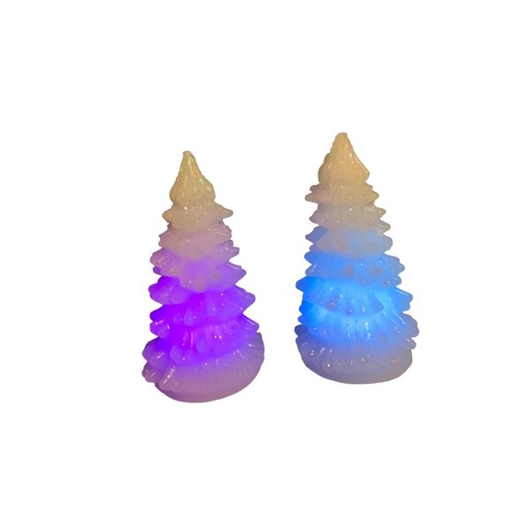 LED color Changing Wax Christmas Trees- set of 2 - Picture 9 of 16